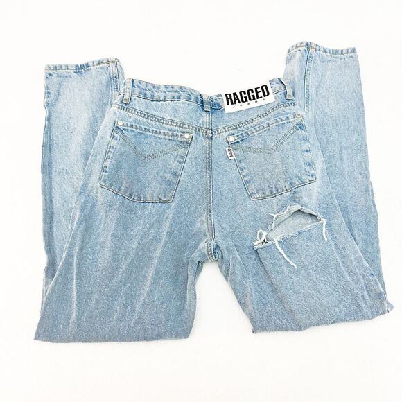 Ragged Jeans Zipped Denim Light Wash Ripped Back Pocket Size 26 - Picture 5 of 9